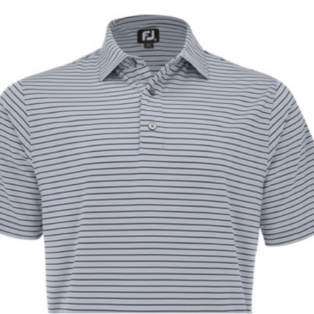 Footjoy Black And Grey Striped Golf Shirt Gem